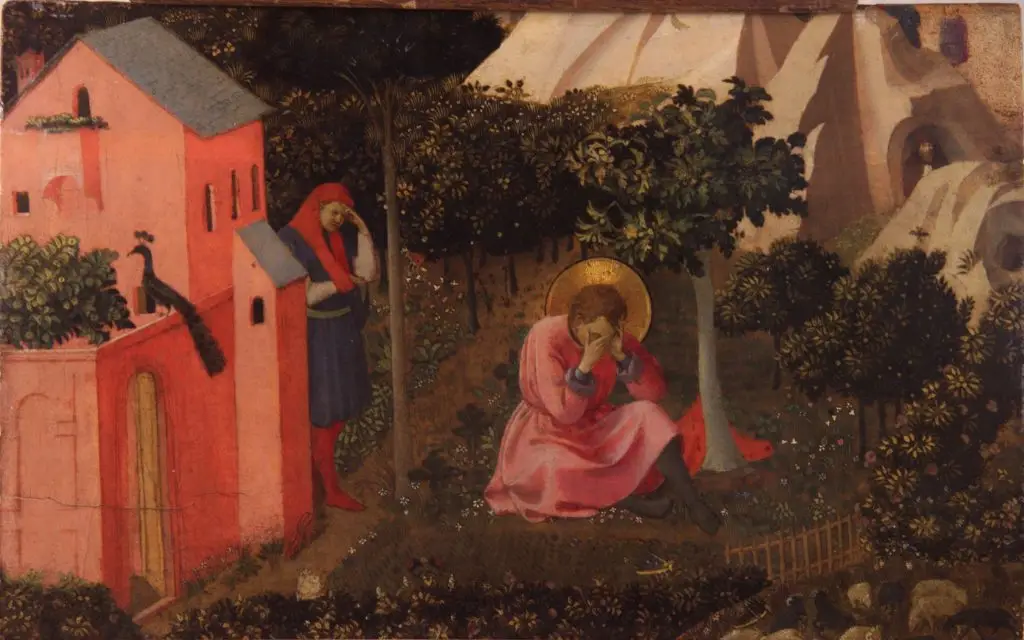 Fra Angelico painting of the conversion of Saint Augustine beneath a fig tree