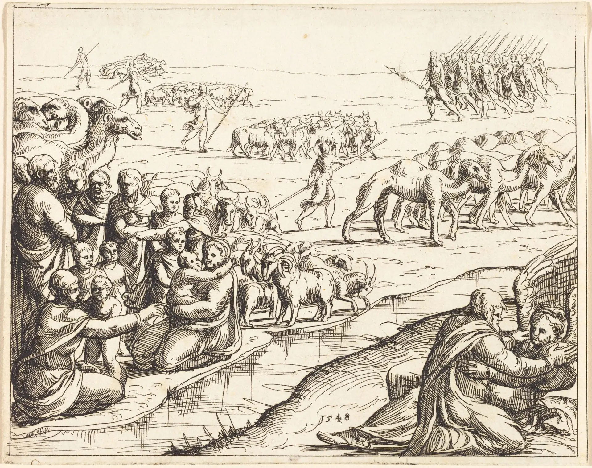 Jacob wrestles with the angel in Genesis 32