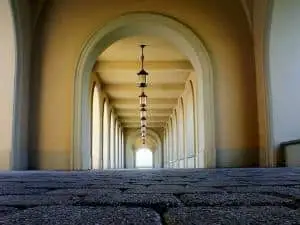 Stones and archways shrine most blessed sacrament