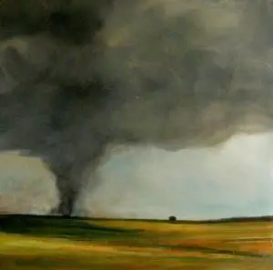 Tornado forming over a field symbolizing how small sins grow into spiritual storms