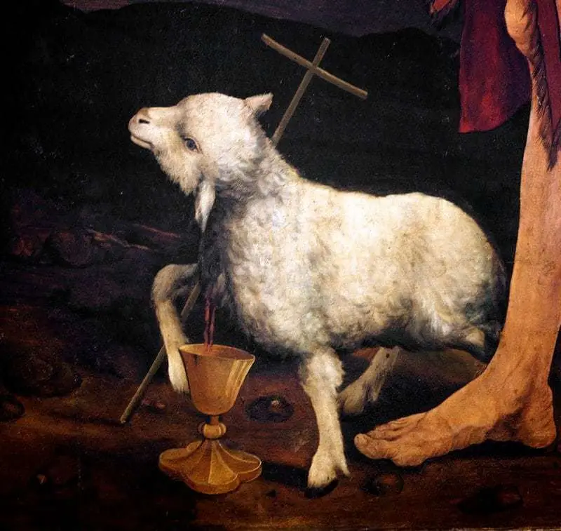 The Lamb of God with a cross and a chalice