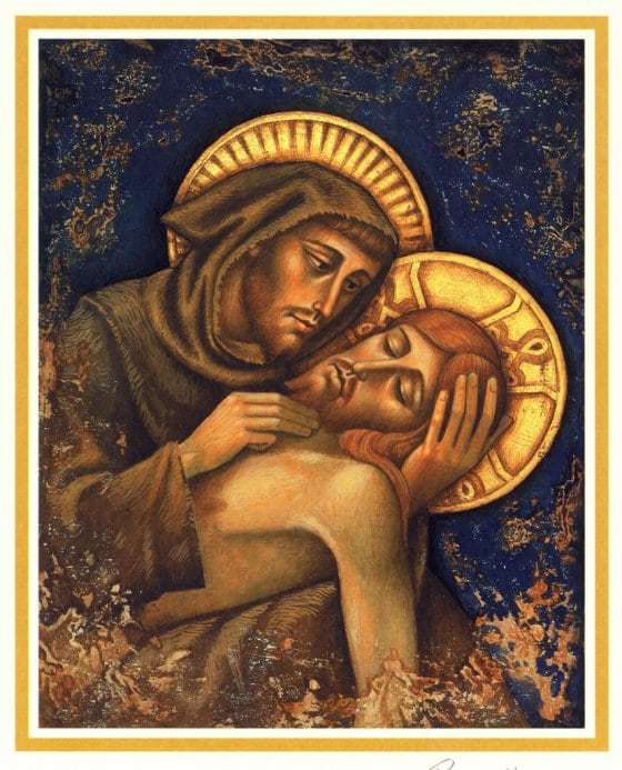 St. Francis holding Jesus' body