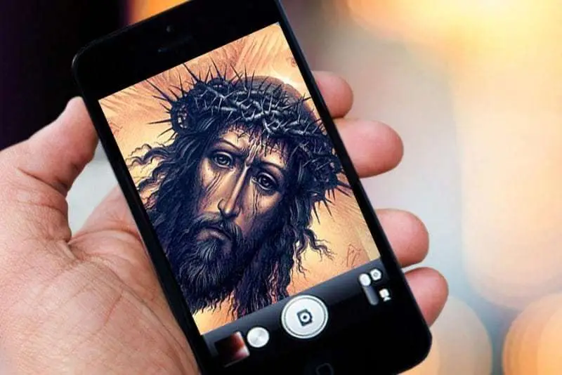 Jesus on phone