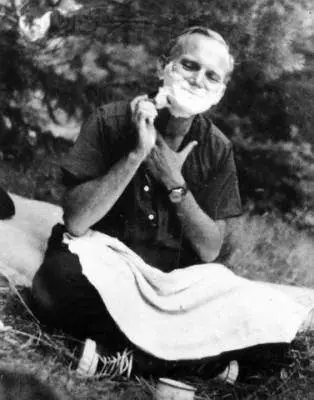the future St. John Paul II shaving while on a camping trip
