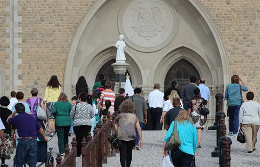 People visiting Church