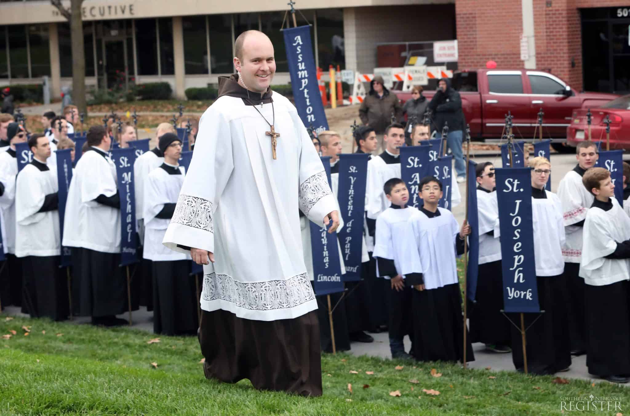Brother Michel at Eucharistic procession