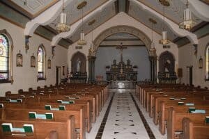 The beautiful interior of Saint Mary Church in Saint Mary, Nebraska